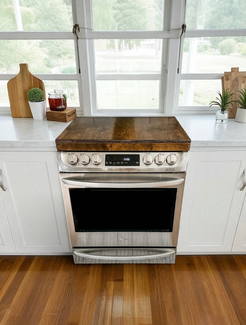 Clean and simple warm brown stove cover