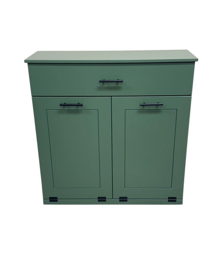 Double laundry cabinet, counter tall, with a drawer in green