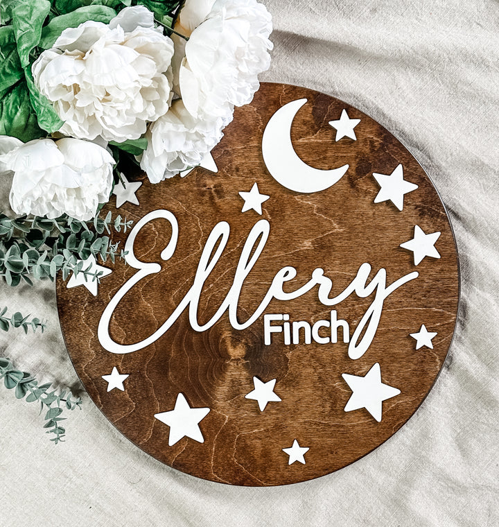Ellery Finch cosmic newborn baby name sign