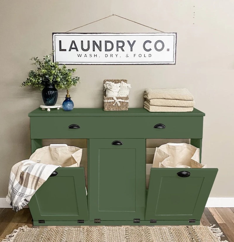 Templeton laundry with a storage drawer in green farmhouse style