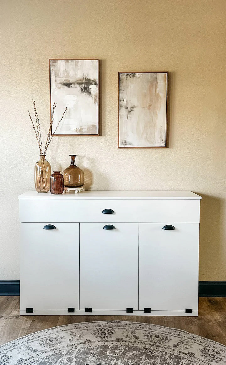 Templeton trash with a storage drawer in white modern style