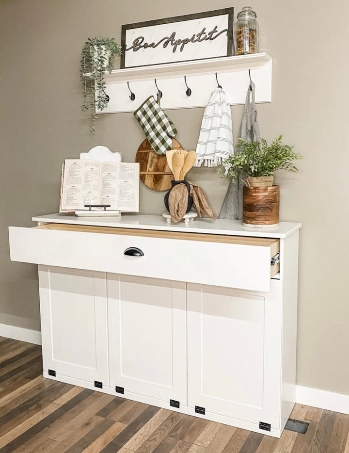 Triple cabinet with a storage drawer in white - best seller