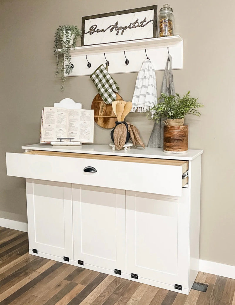 Templeton with a storage drawer in white with farmhouse door