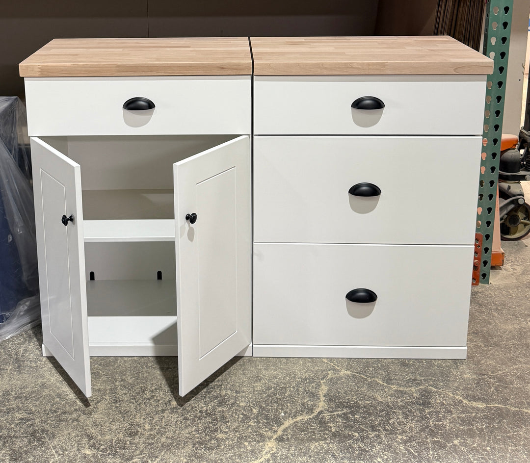 Furniture style slim design cabinet with storage drawers in white