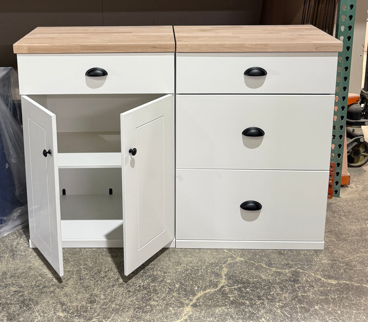 Furniture style slim design cabinet with storage drawers in white