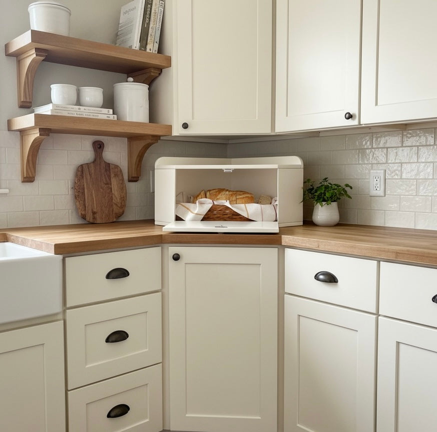 Bread box in ivory paint