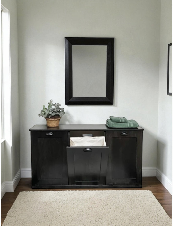 Triple laundry cabinet in black stain