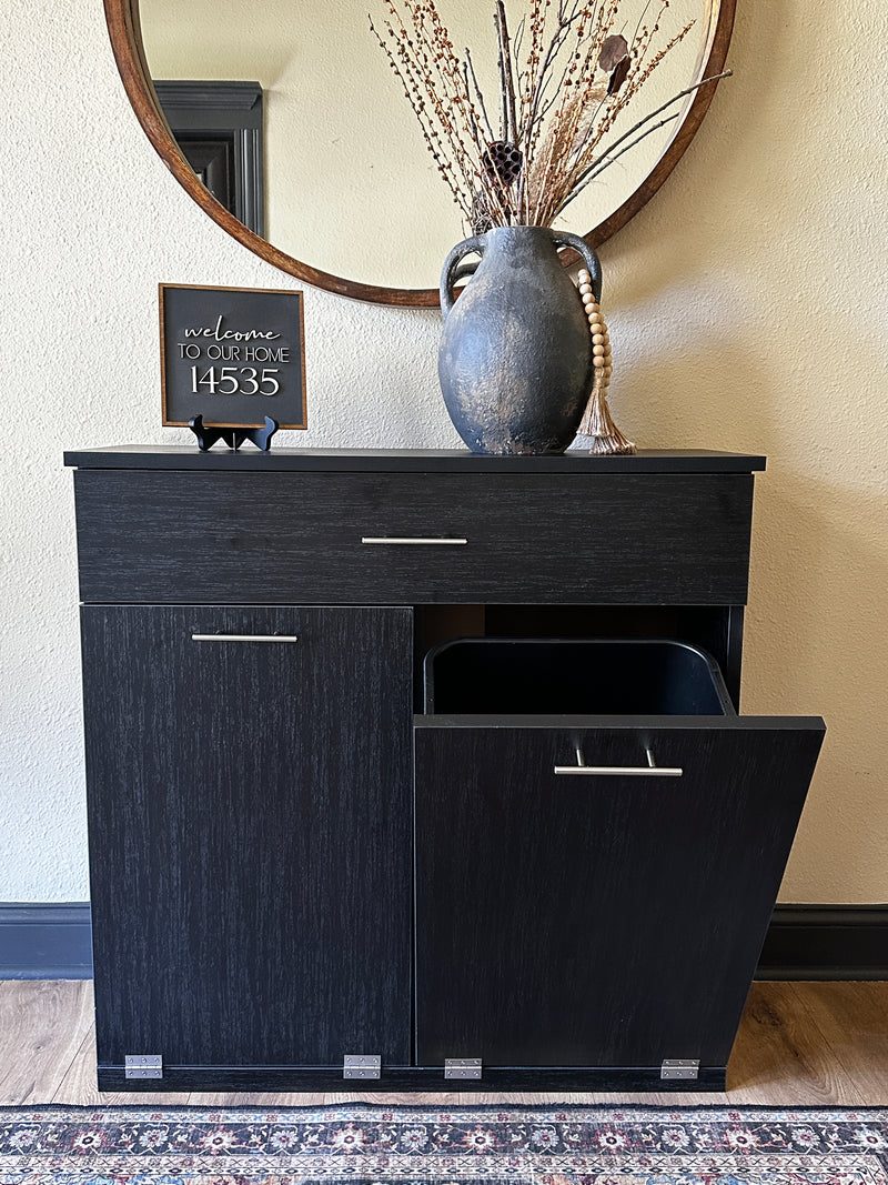 Dashwood with a storage drawer in black wood look modern style