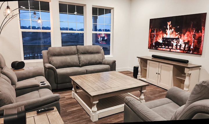 Baluster modern farmhouse console table tv stand