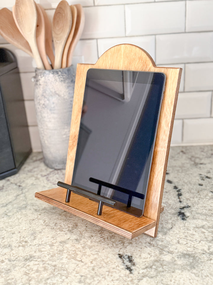 Golden Oak stained cookbook holder with personalization