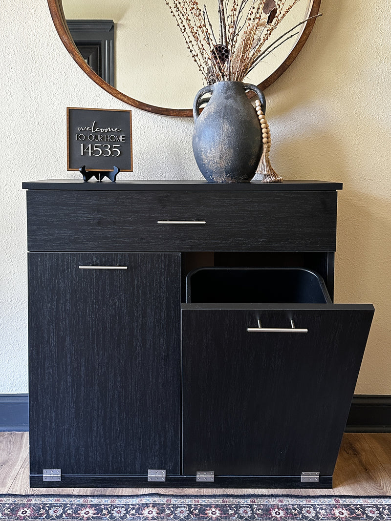 Dashwood with a storage drawer in black wood look modern style