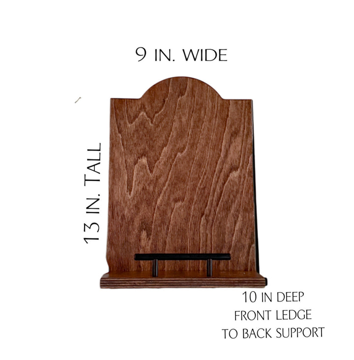 Red oak stained cookbook holder