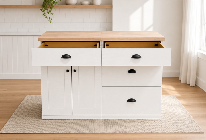 Furniture style slim design cabinet with storage drawers in white