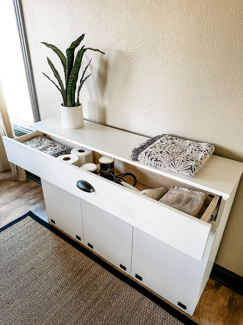 Templeton laundry with a storage drawer in white modern style