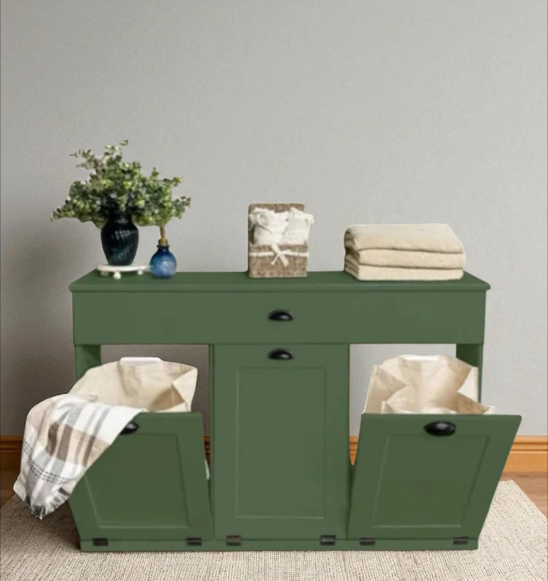 Templeton laundry with a storage drawer in green farmhouse style