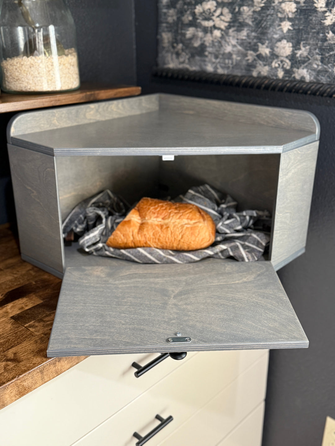 Bread box in gray stain