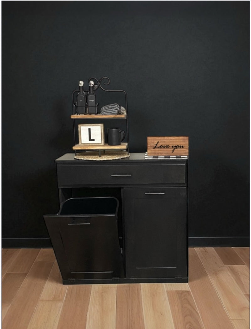 Dashwood with a storage drawer in black stained farmhouse door