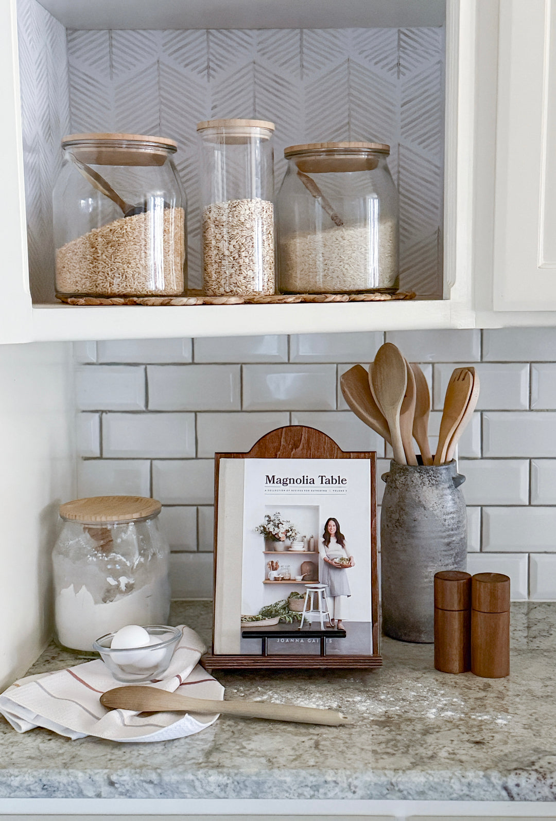 Red oak stained cookbook holder