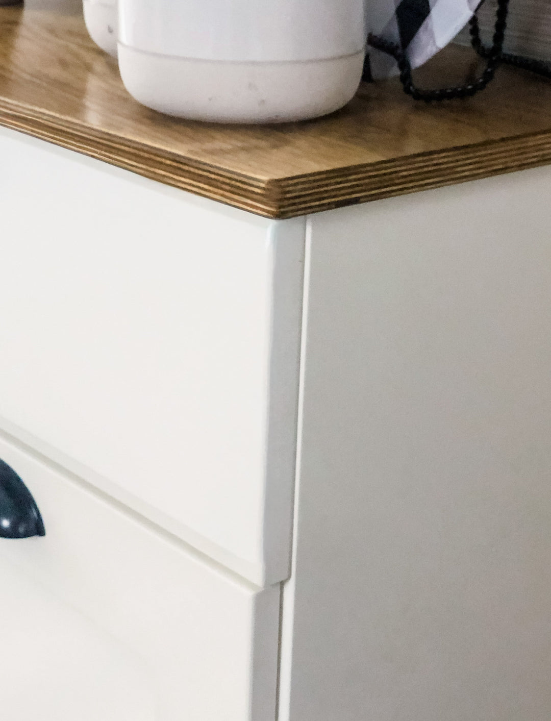 Stained top for tilt out trash or laundry hamper cabinets -add to your order