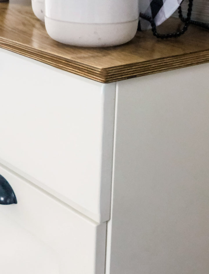 Stained top for tilt out trash or laundry hamper cabinets -add to your order