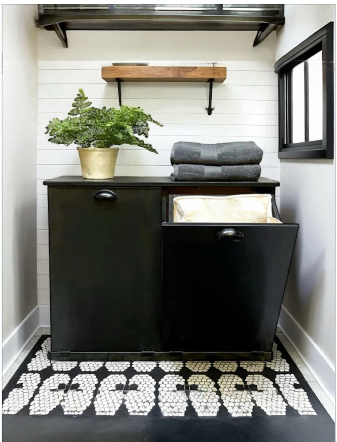 Double laundry organizer in black stain