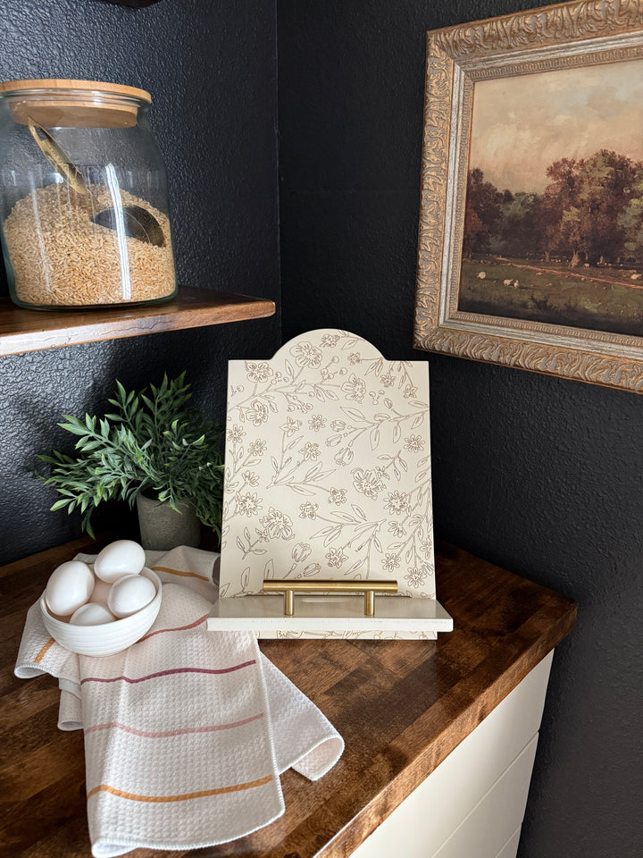 Floral cottage style cookbook holder