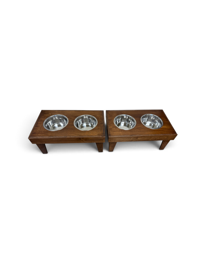 Simple elevated pet feeder two bowl
