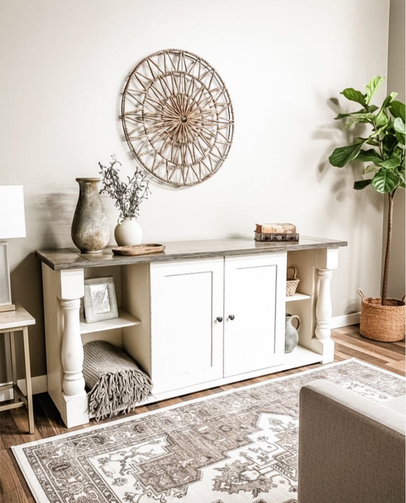 Baluster modern farmhouse console table tv stand
