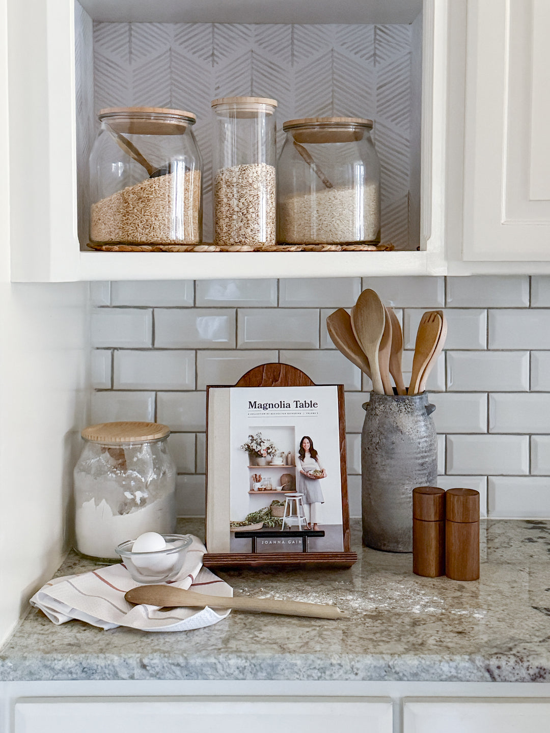 Red oak stained cookbook holder