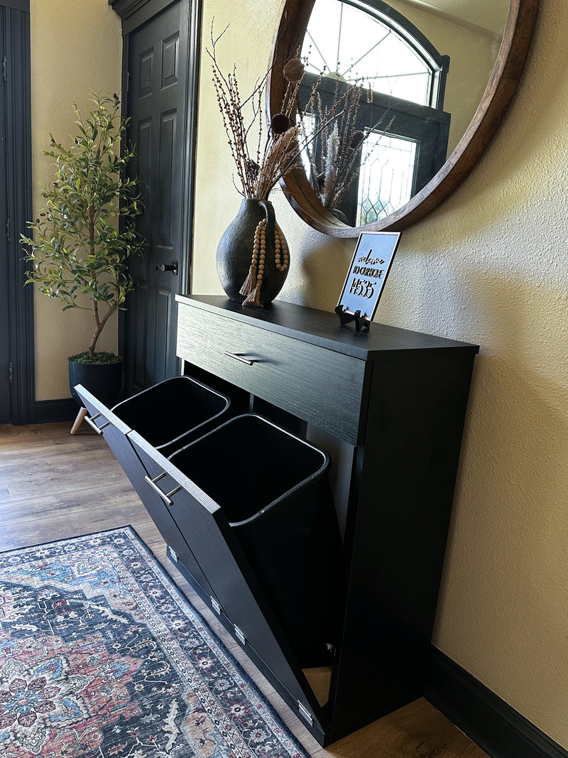 Dashwood with a storage drawer in black wood look modern style