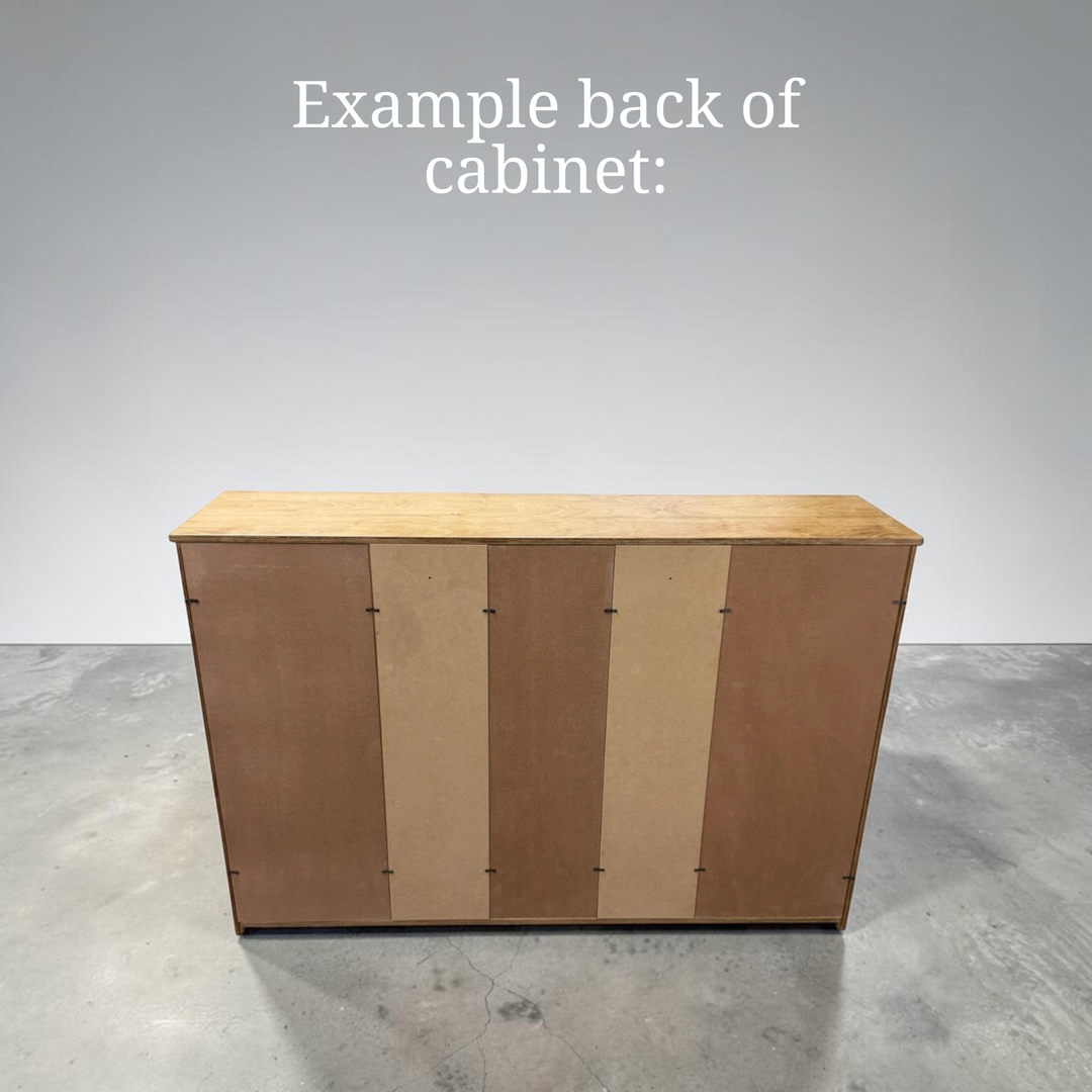 Triple with storage and cabinet in warm brown stain