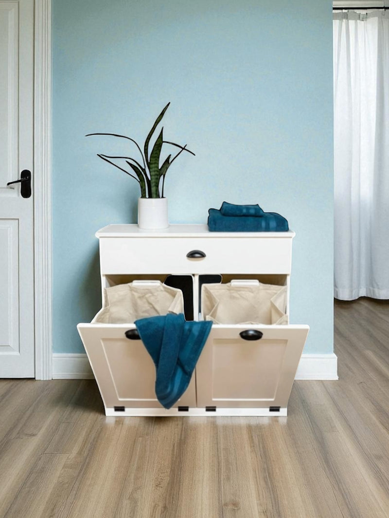 Dashwood laundry with a storage drawer in white farmhouse style door