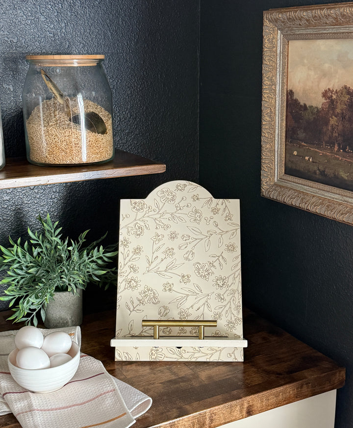 Floral cottage style cookbook holder
