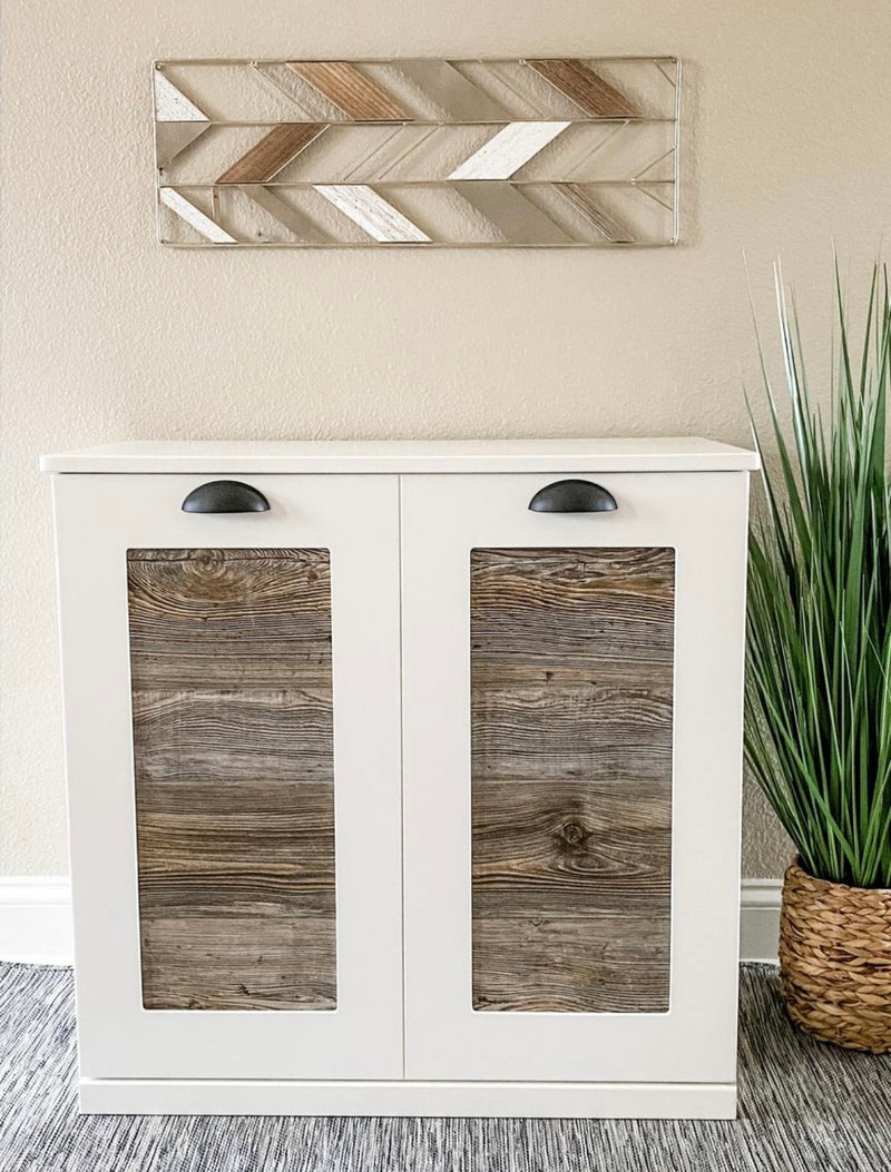 Double style pet food storage in white with a cedar look front farmhouse style - more colors