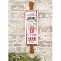 Hot chocolate rolling pin sign