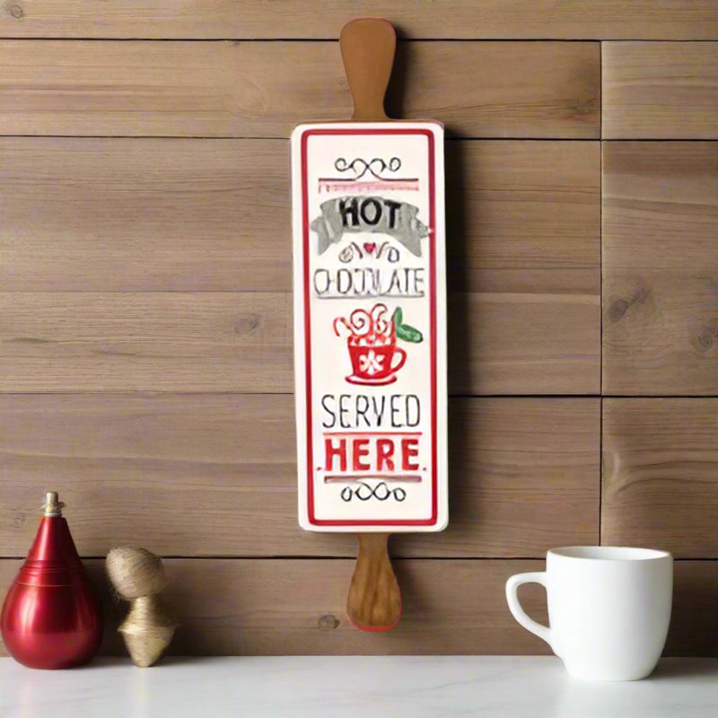 Hot chocolate rolling pin sign