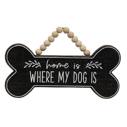 Home is where my dog is with beaded hanger