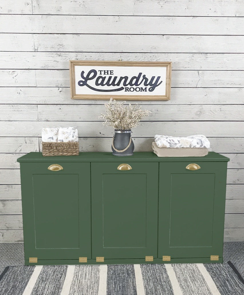 3 compartment laundry sorter in green