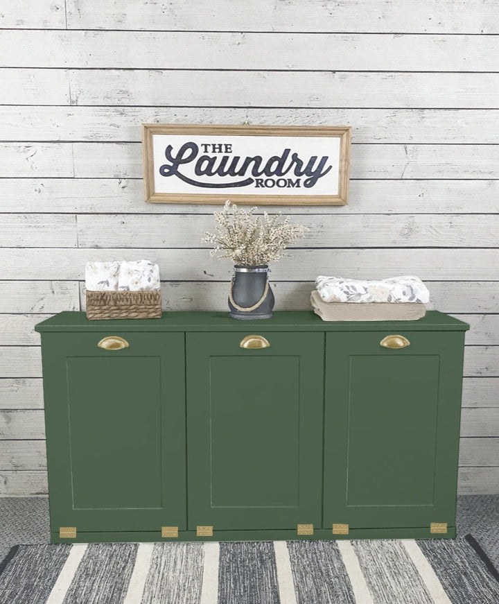 3 compartment laundry sorter in green