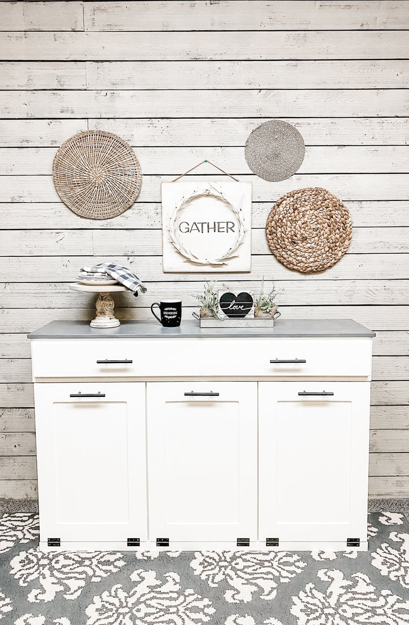 Templeton with a Storage Drawer in White with a Heather Gray Stained Top
