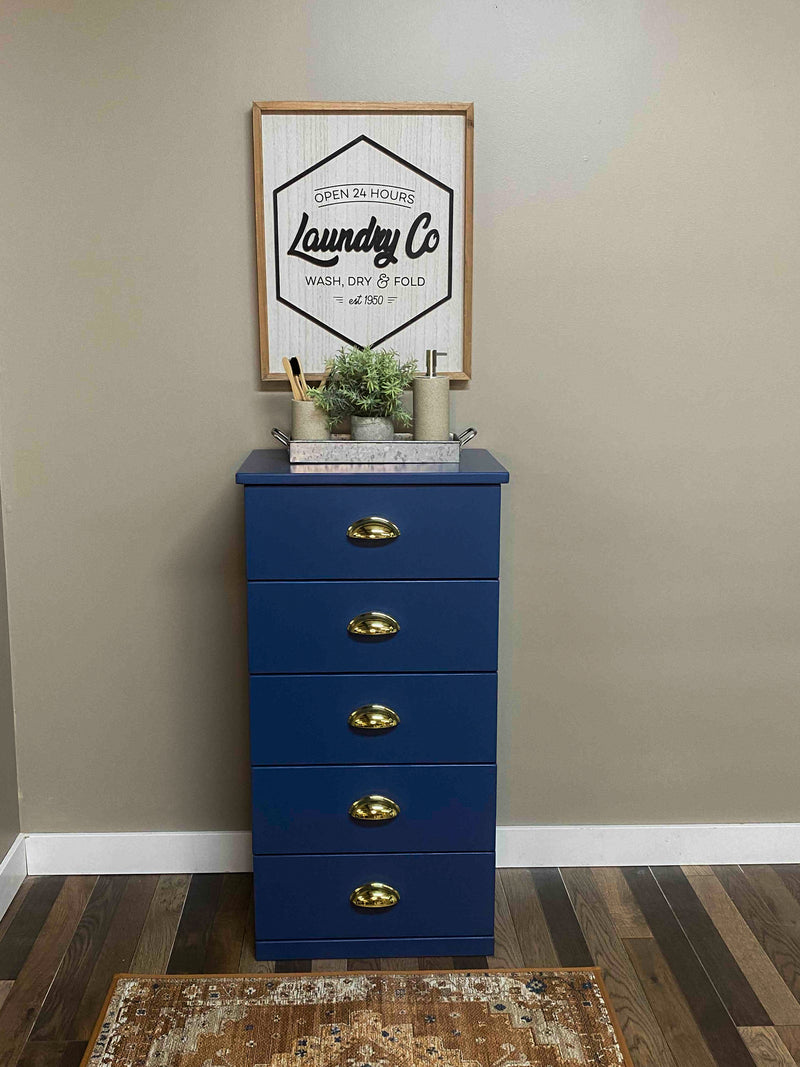 Sinclair laundry storage with 5 drawers blue