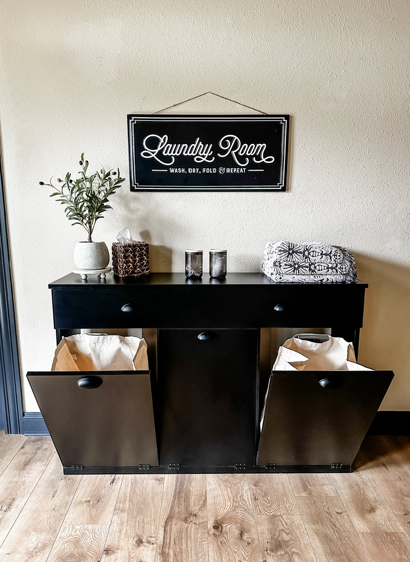 Templeton laundry with a storage drawer in black modern style
