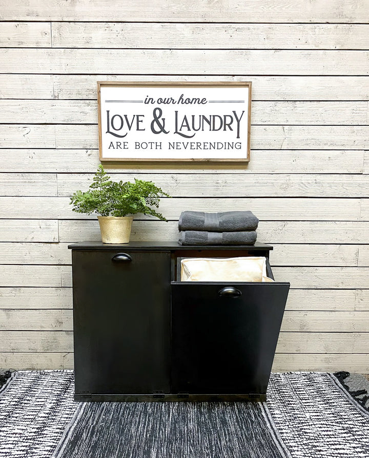 Double laundry organizer in black stain