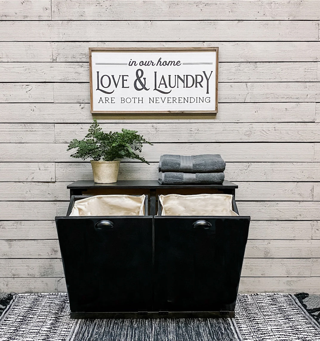 Double laundry organizer in black stain