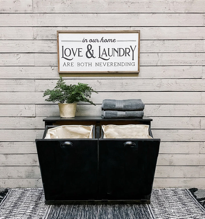 Double laundry organizer in black stain