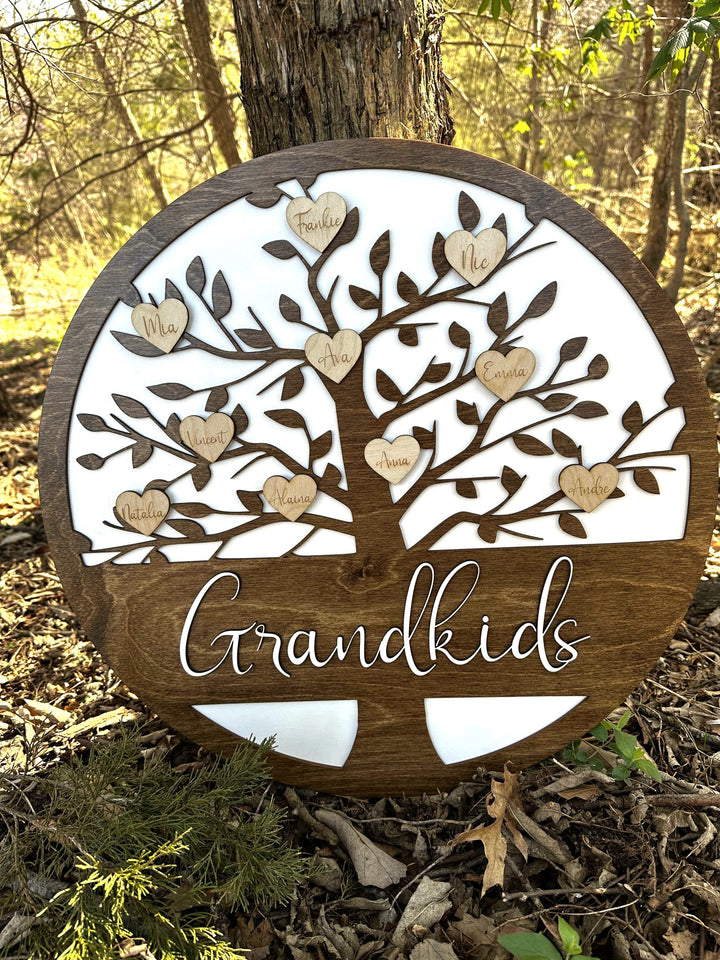 Grandkids family tree personalized sign