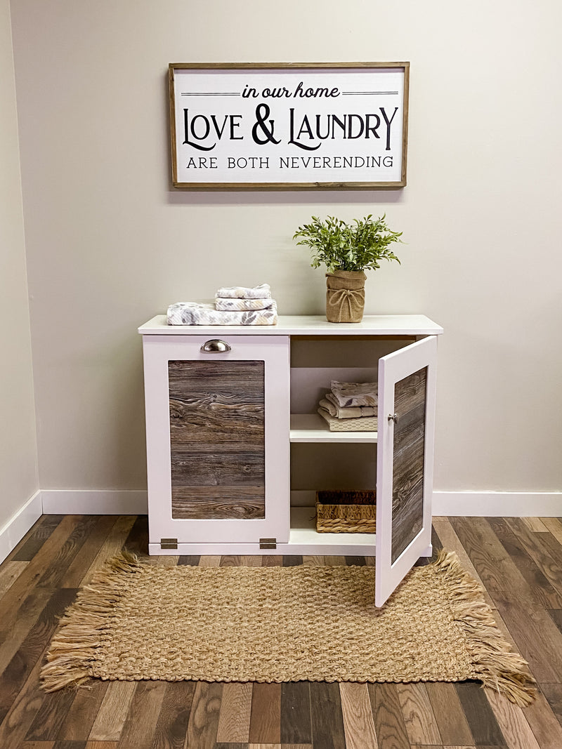 Dashwood laundry with cabinet in white farmhouse style