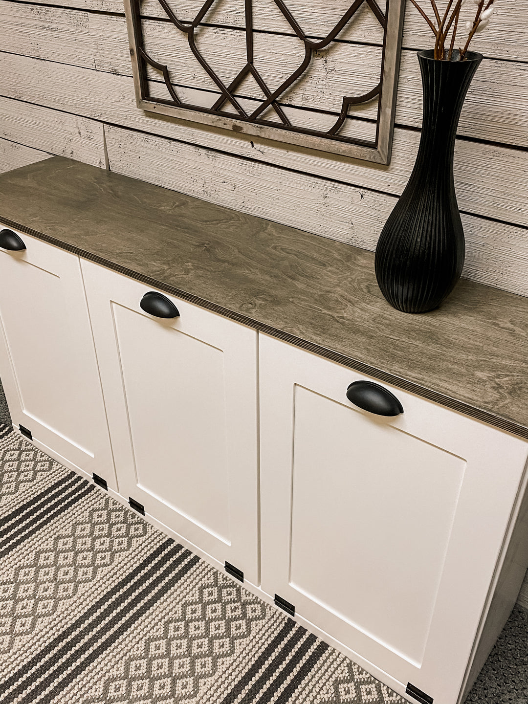 Stained top for tilt out trash or laundry hamper cabinets -add to your order