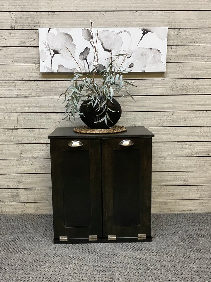 Slim style double cabinet for trash in black