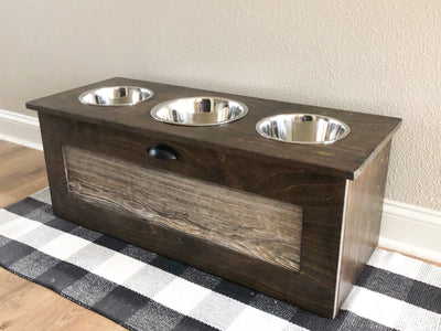 3 bowl elevated dog feeder with storage drawer (WH-FL) – The LoveMade Home